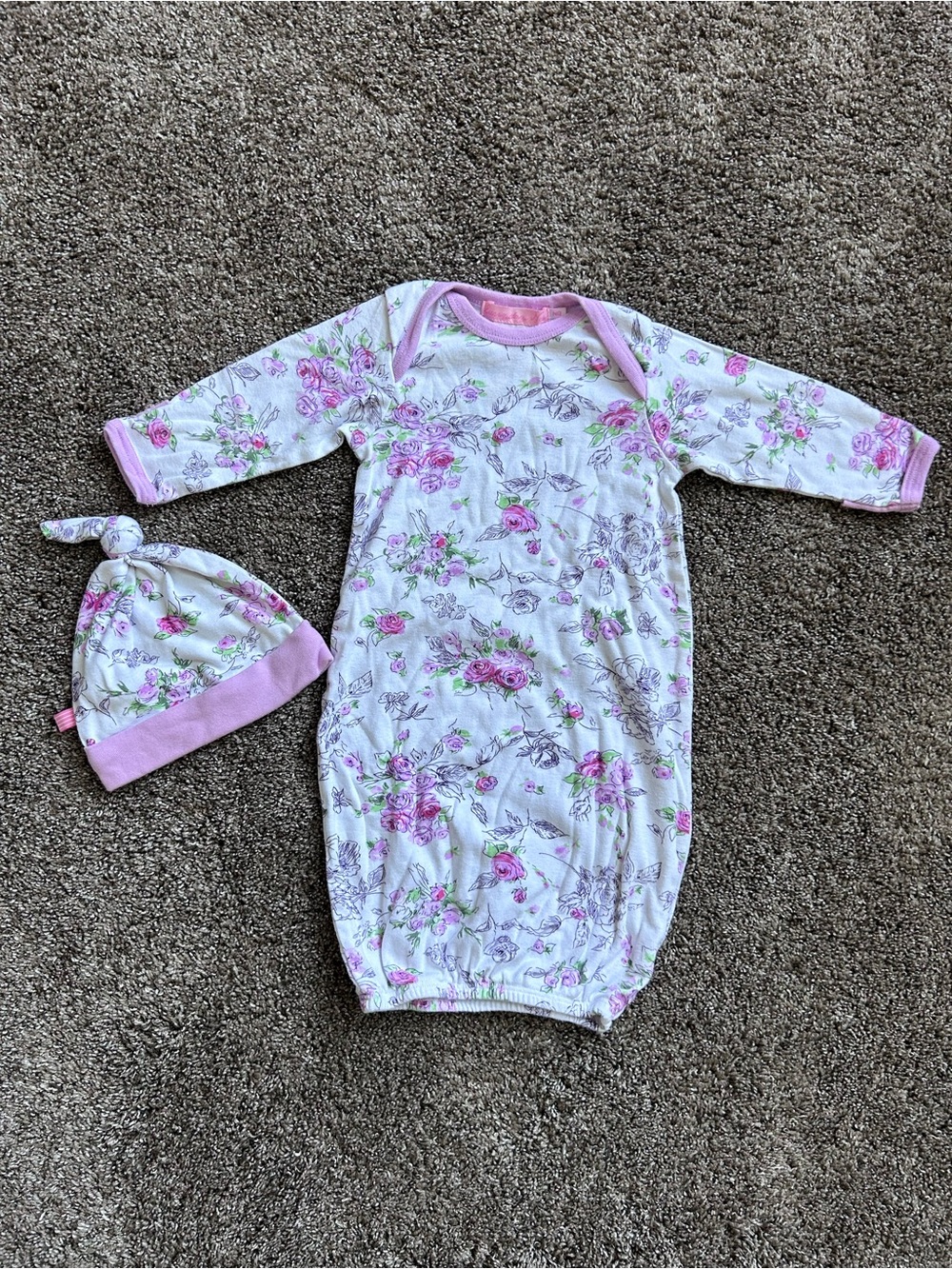 Baby Floral Gown Sack and Hat Set - Floral Size NB